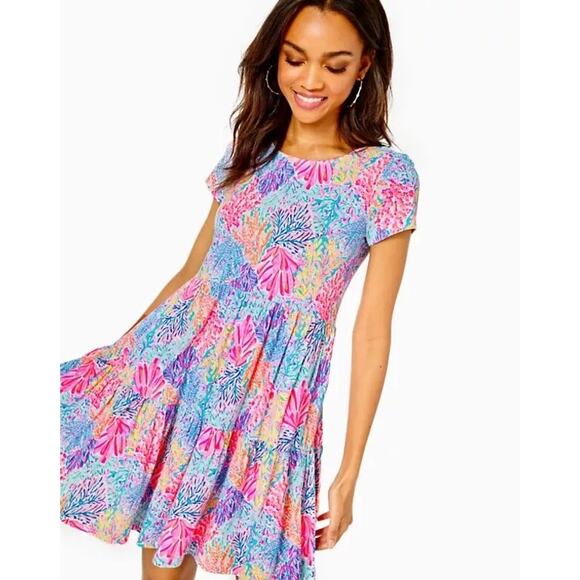Lilly Pulitzer Geanna Short Sleeve Dress in Splashdance Size Small Style 010343 - Picture 1 of 7